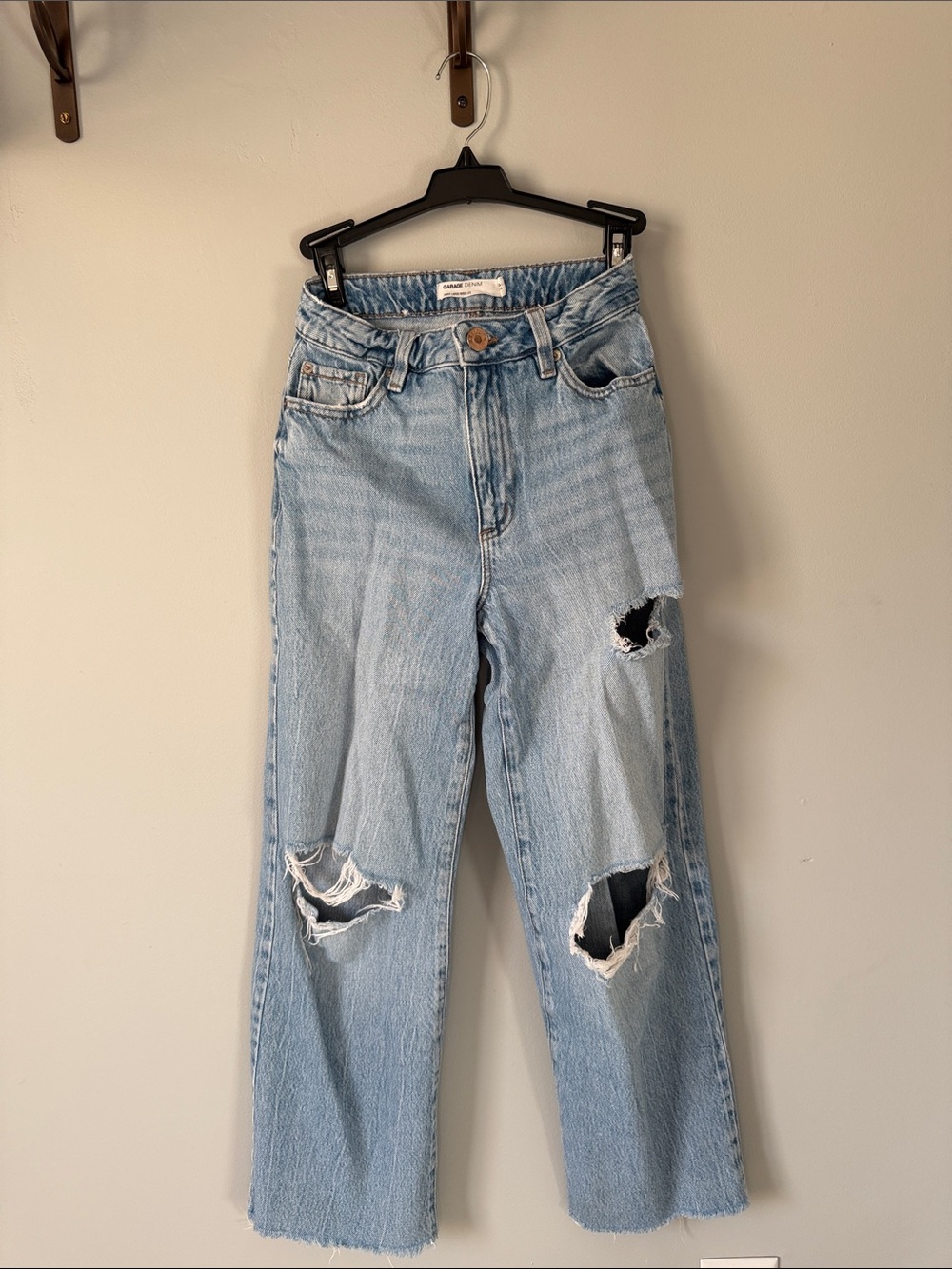 Light Blue Distressed High-Waist Garage Jeans
